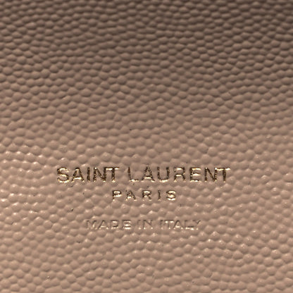 Saint Laurent Grain De Poudre Matelasse Chevron Monogram Envelope Clutch Dark Beige 6 of 8