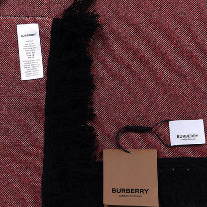 Burberry Cashmere Logo Fringe Scarf Black Red 3 of 3