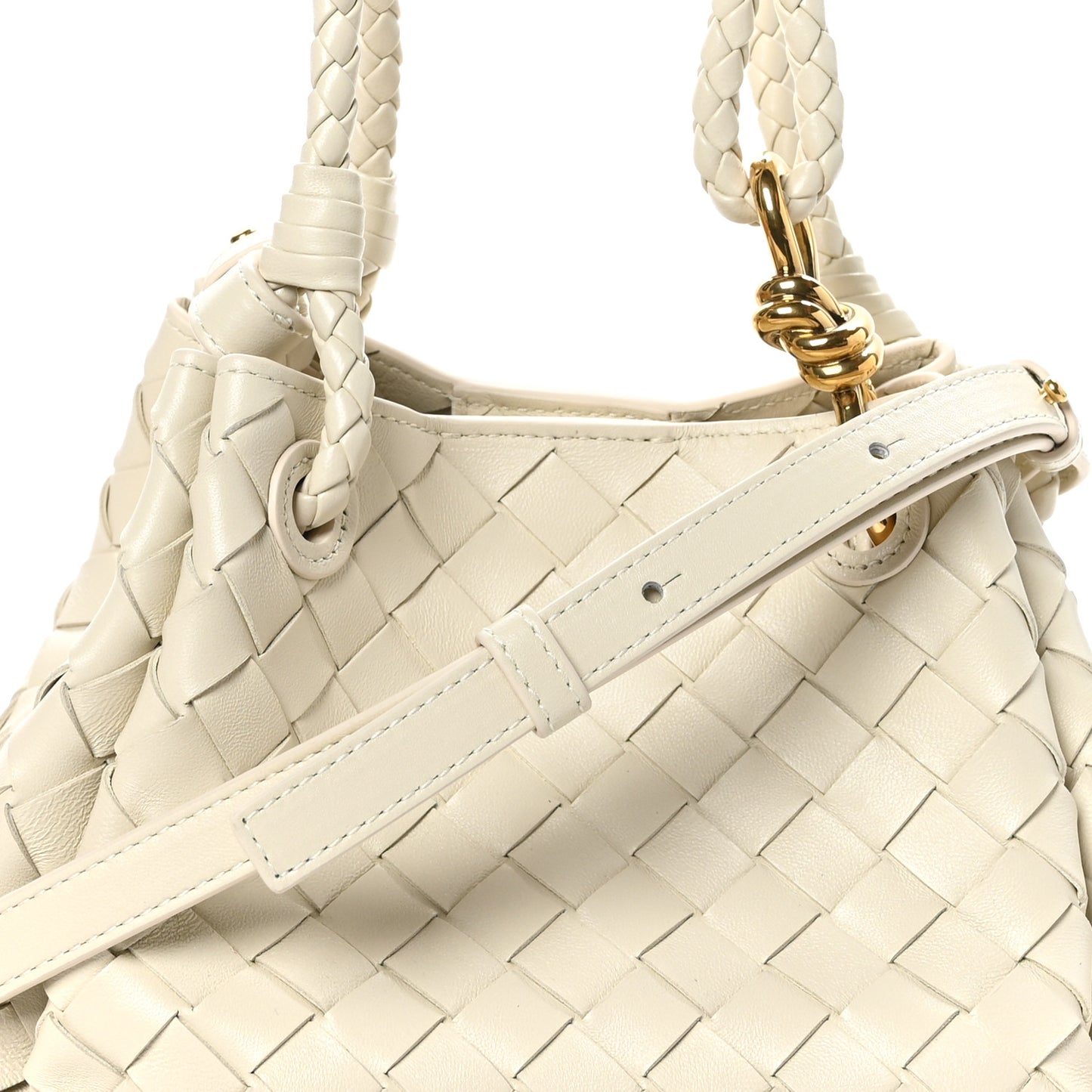 Nappa Intrecciato Small Parachute Shoulder Bag Sea Salt