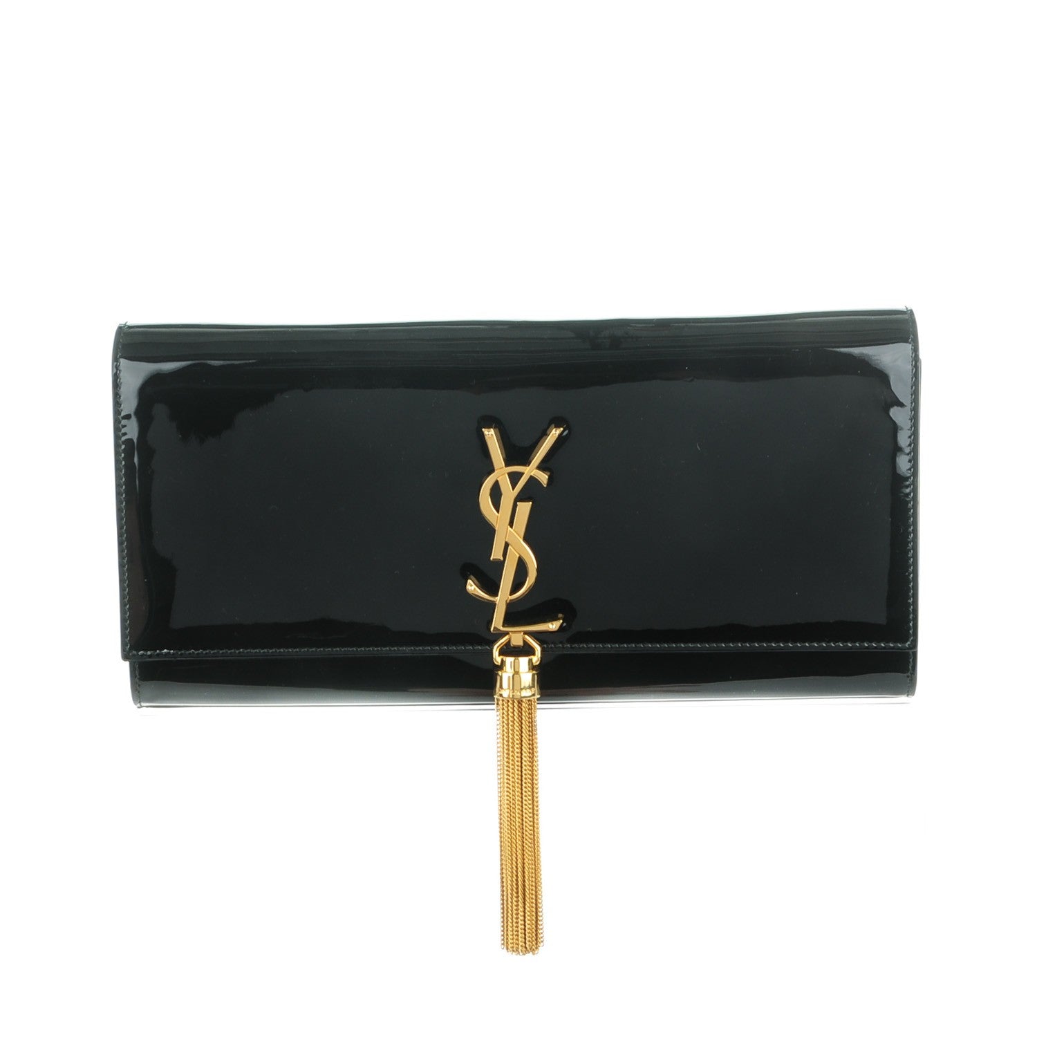 Saint Laurent Patent Cassandre Tassel Clutch Black 1 of 6