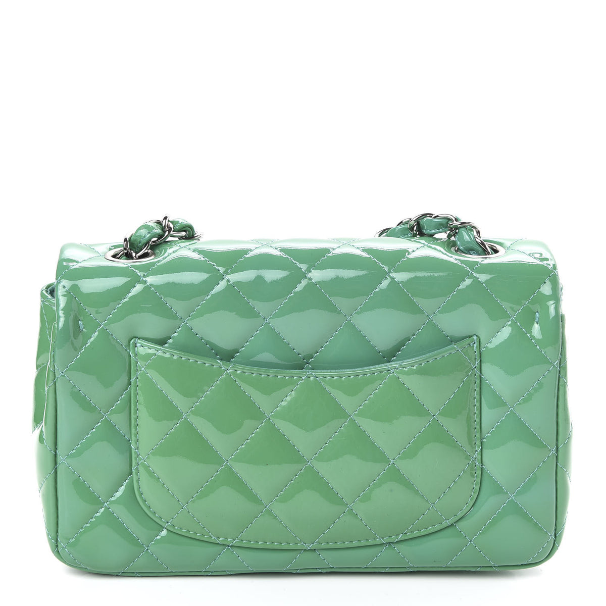 Chanel Patent Calfskin Quilted Mini Rectangular Flap Green 11 of 12