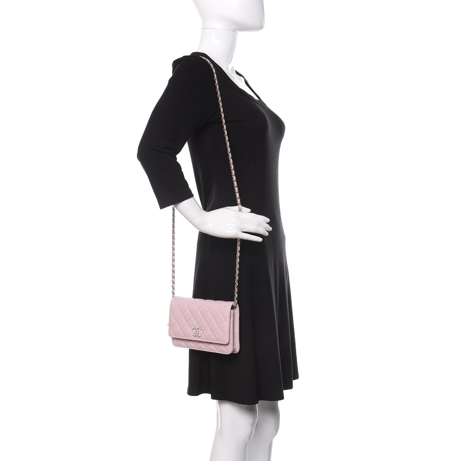 Chanel Caviar Quilted Coco Candy Wallet On Chain WOC Light Pink 2 of 12