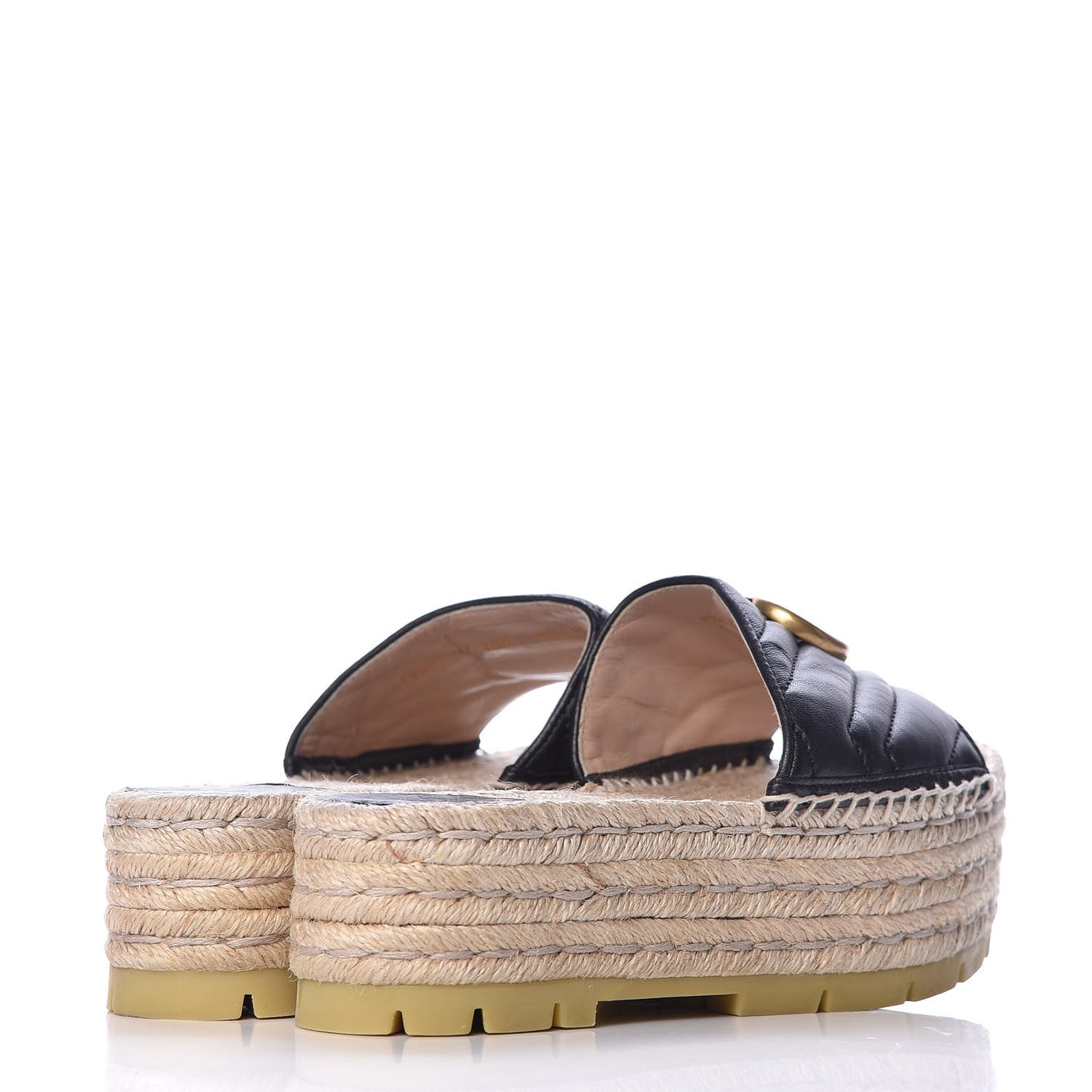 Nappa Matelasse GG Marmont Platform Espadrille Slide Sandals 37 Black