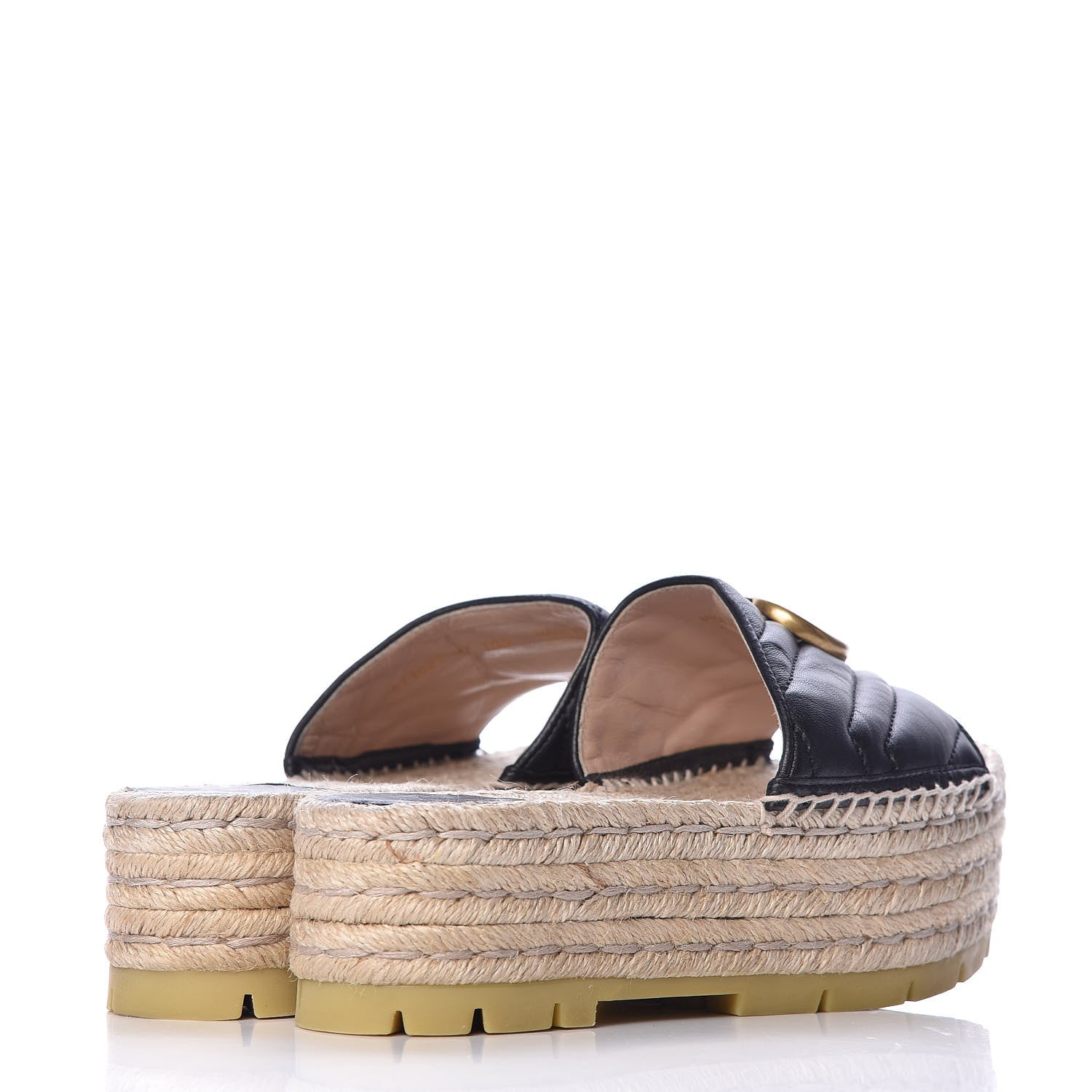 Gucci Nappa Matelasse GG Marmont Platform Espadrille Slide Sandals 37 Black 4 of 10