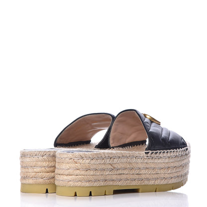 Gucci Nappa Matelasse GG Marmont Platform Espadrille Slide Sandals 37 Black 4 of 10