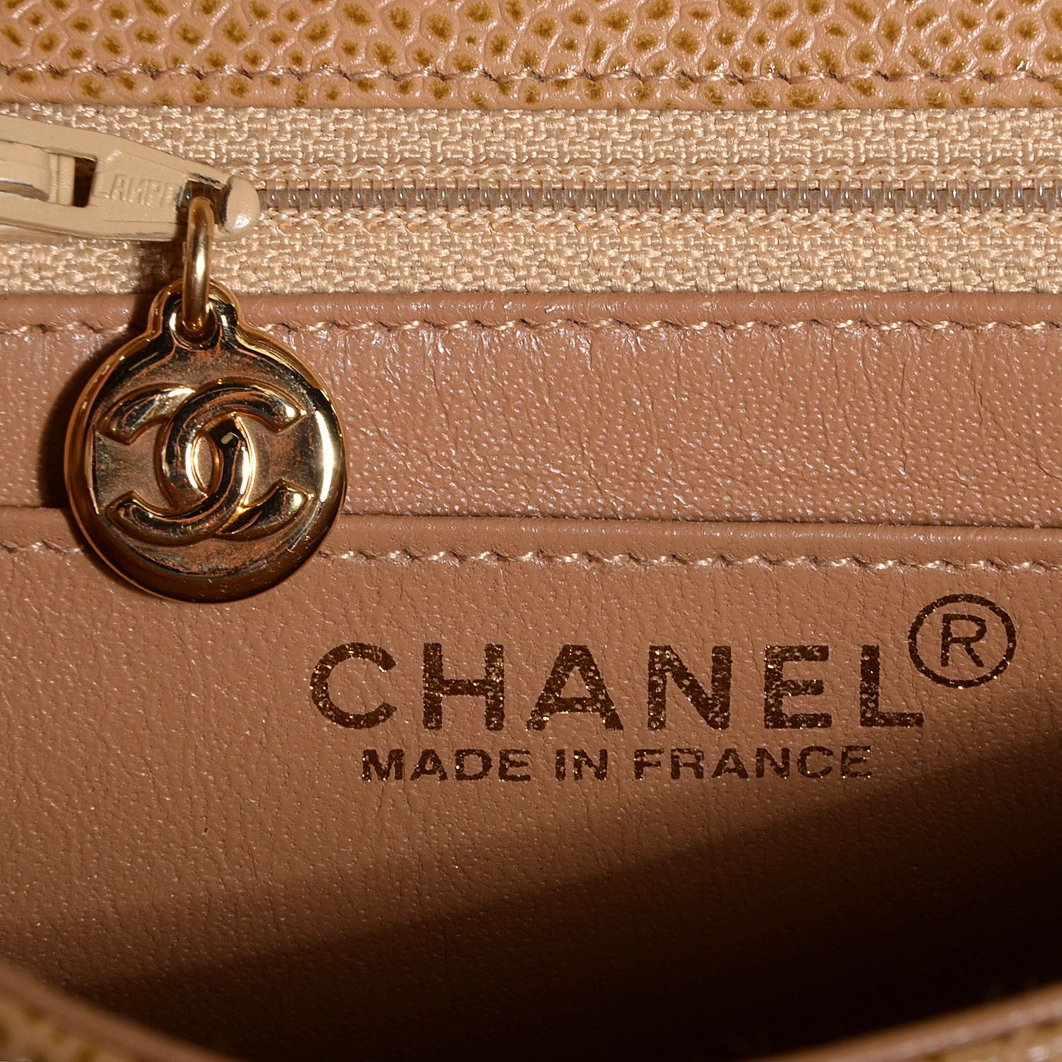 Chanel Caviar Mini Square Flap Dark Beige 7 of 9