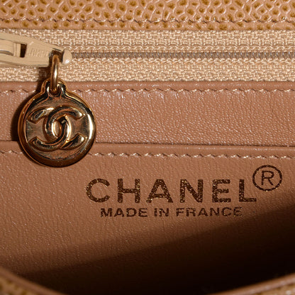 Chanel Caviar Mini Square Flap Dark Beige 7 of 9