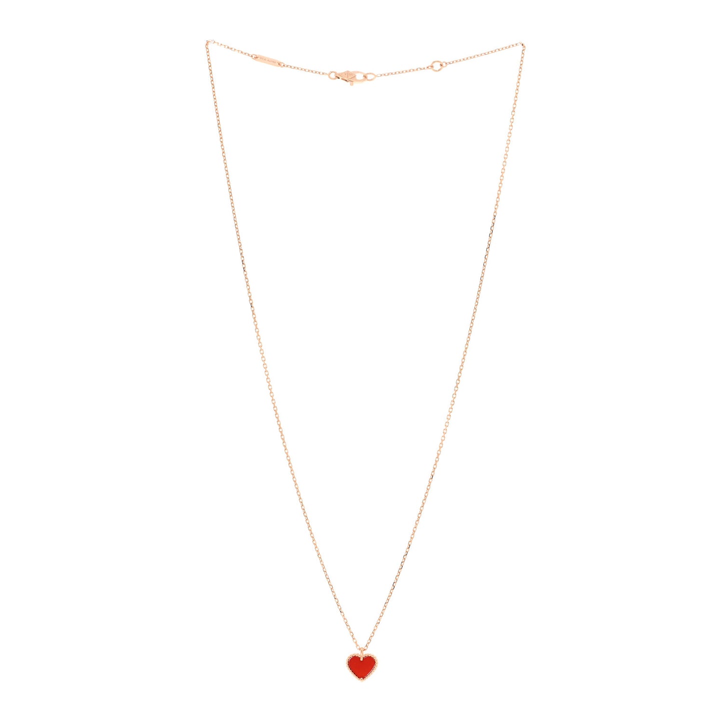 18k Rose Gold Carnelian Sweet Alhambra Heart Pendant Necklace