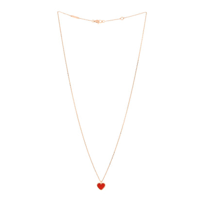 Van Cleef & Arpels 18k Rose Gold Carnelian Sweet Alhambra Heart Pendant Necklace 3 of 6