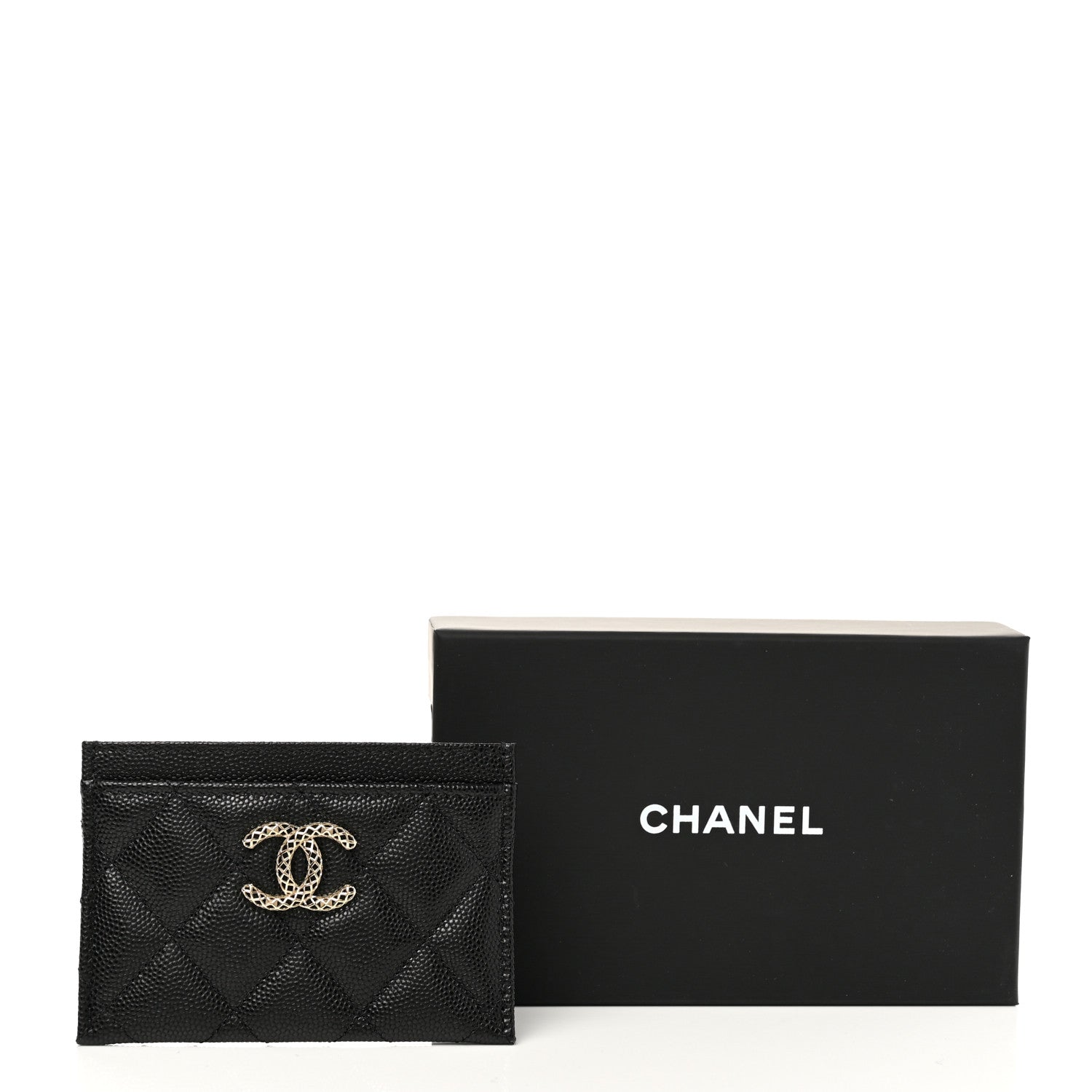 Chanel Caviar Metal Perforated Quilted CC Card Holder Black 9 of 9