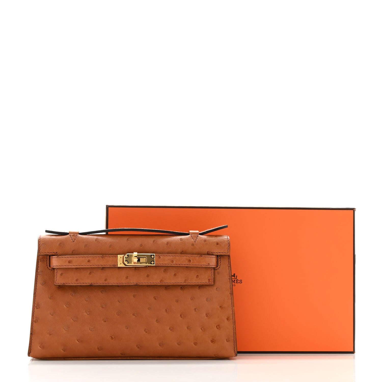 Hermes Ostrich Kelly Pochette Cognac 10 of 10