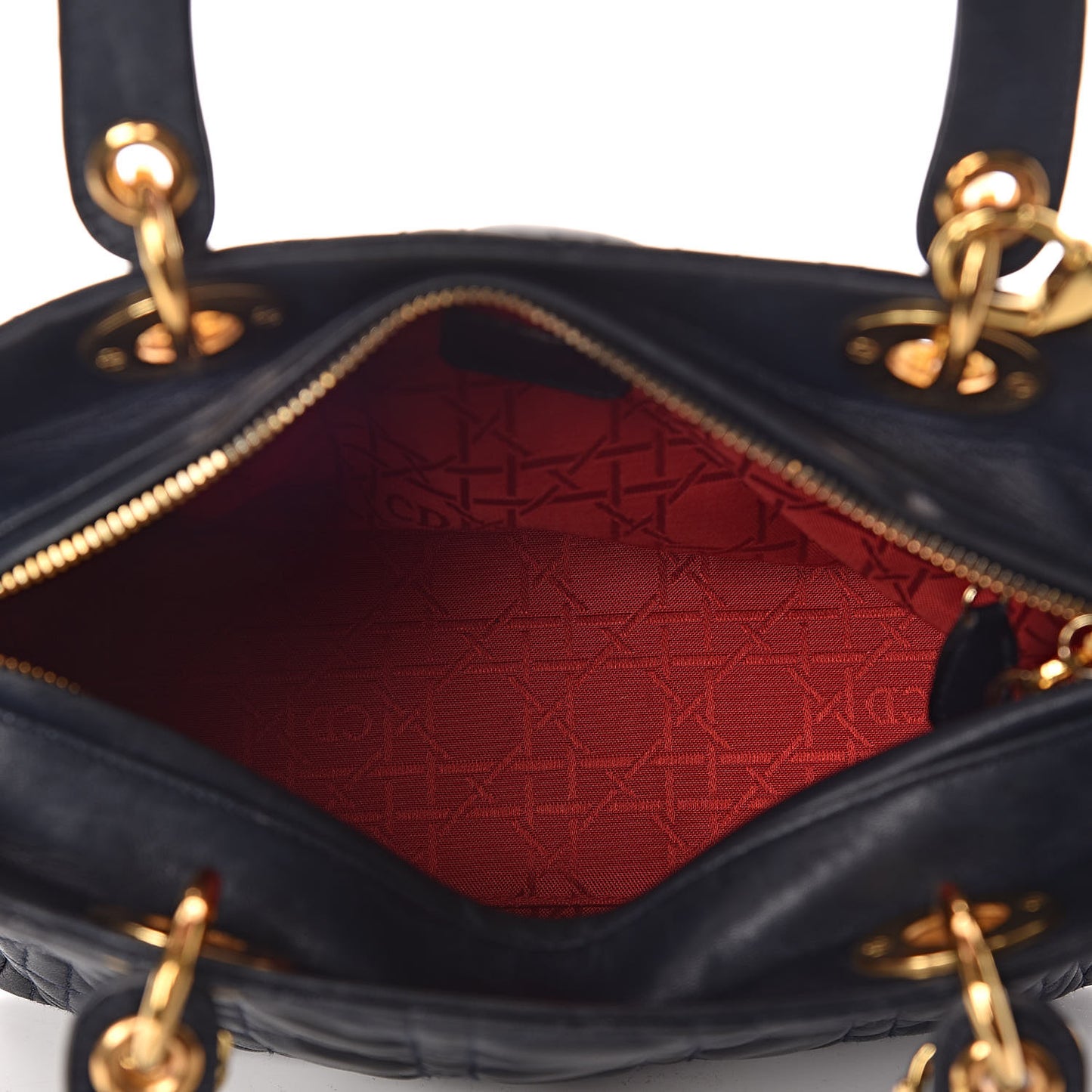 Lambskin Cannage Medium Lady Dior Indigo Blue