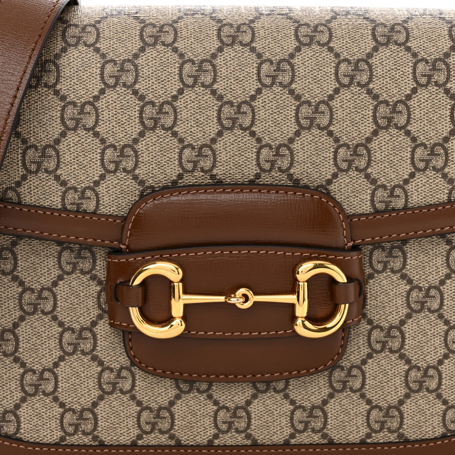 Gucci GG Supreme Monogram Horsebit 1955 Shoulder Bag Beige Brown Sugar 7 of 9
