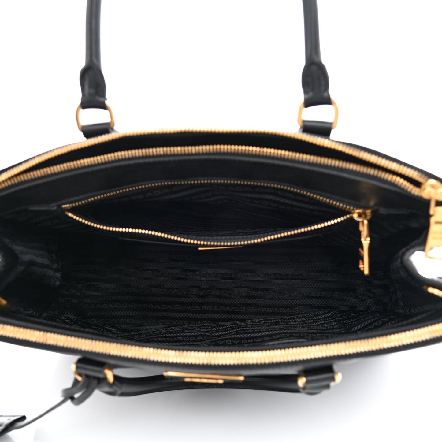 Saffiano Medium Galleria Double Zip Tote Black