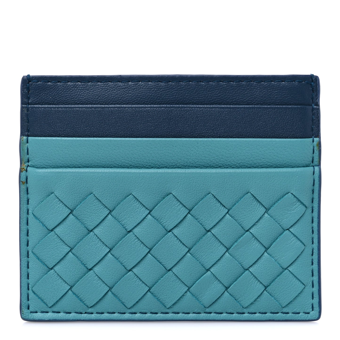 Nappa Intrecciato Card Holder Navy Multicolor