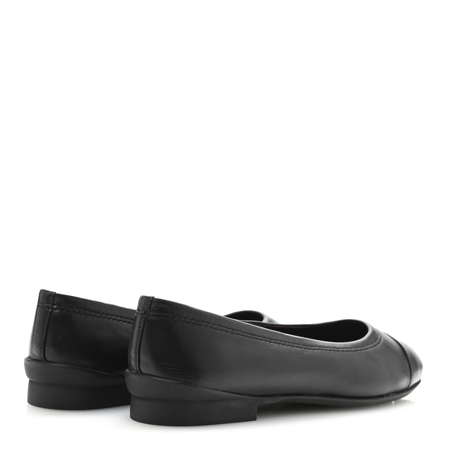Lambskin Cap Toe CC Uniform Ballerina Flats 37.5 Black