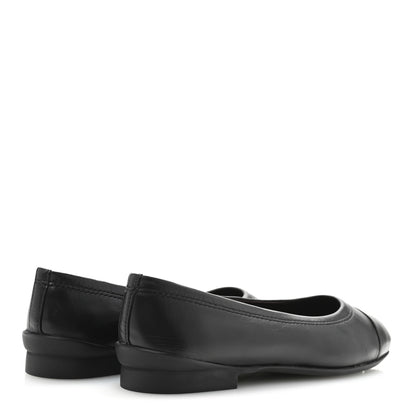 Chanel Lambskin Cap Toe CC Uniform Ballerina Flats 37.5 Black 5 of 9