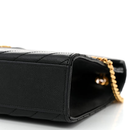 Saint Laurent Grain De Poudre Matelasse Chevron Large Monogram Satchel Black 10 of 10