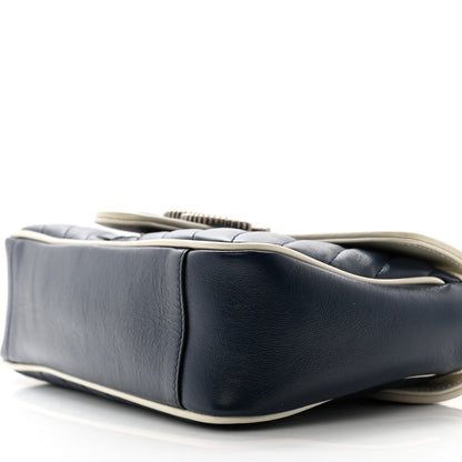 Gucci Vintage Effect Calfskin Matelasse Diagonal Small Torchon GG Marmont Shoulder Bag Blue Agata Mystic White 10 of 11
