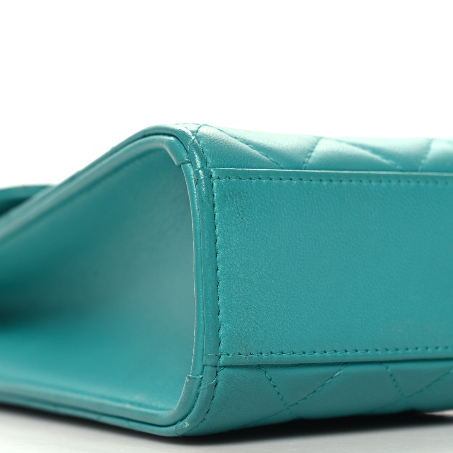 Chanel Lambskin Quilted Extra Mini Wallet On Chain WOC Teal 9 of 14