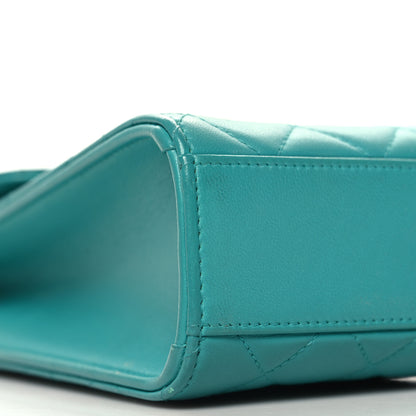 Chanel Lambskin Quilted Extra Mini Wallet On Chain WOC Teal 9 of 14