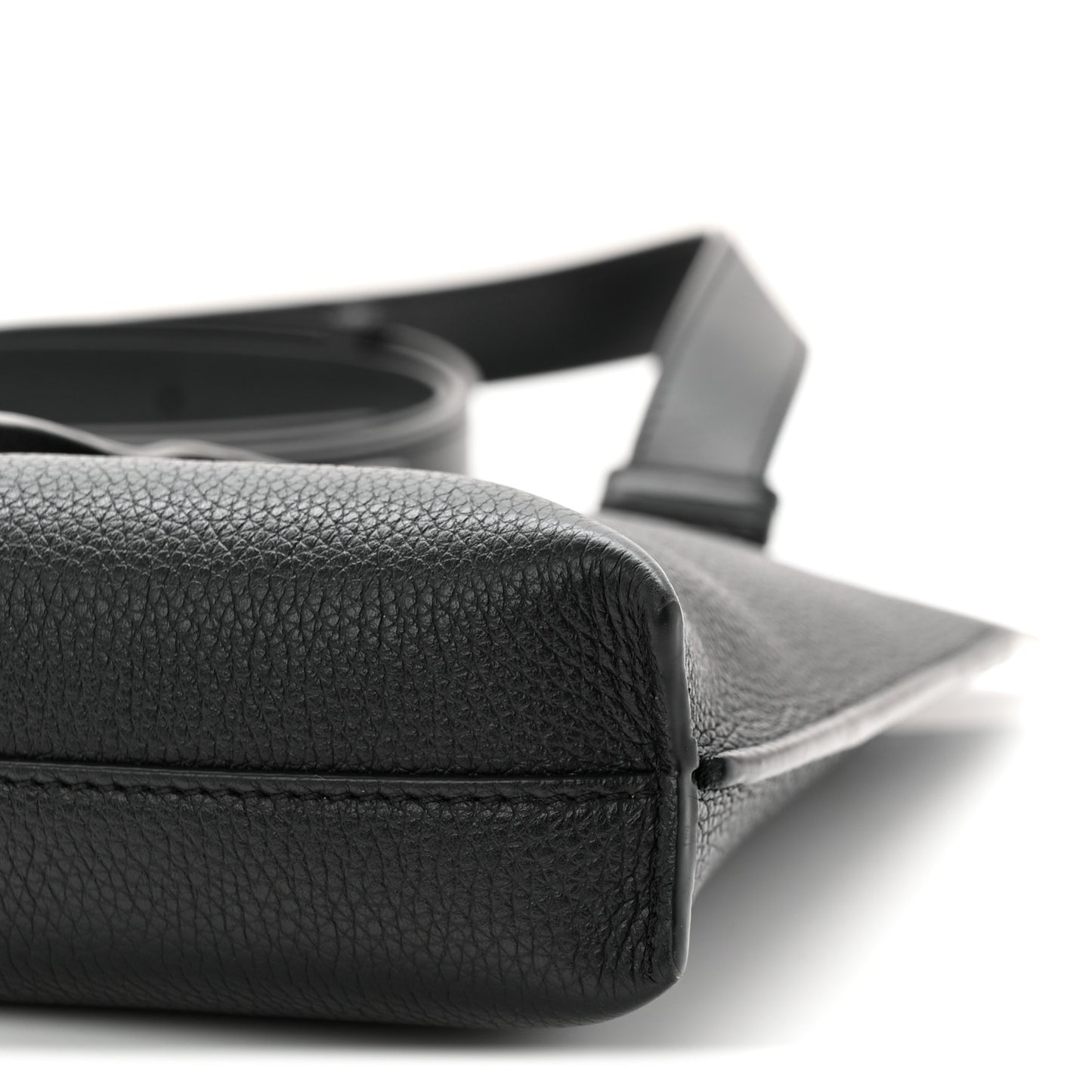 Soft Grained Calfskin Vertical T-Pocket Crossbody Bag Black