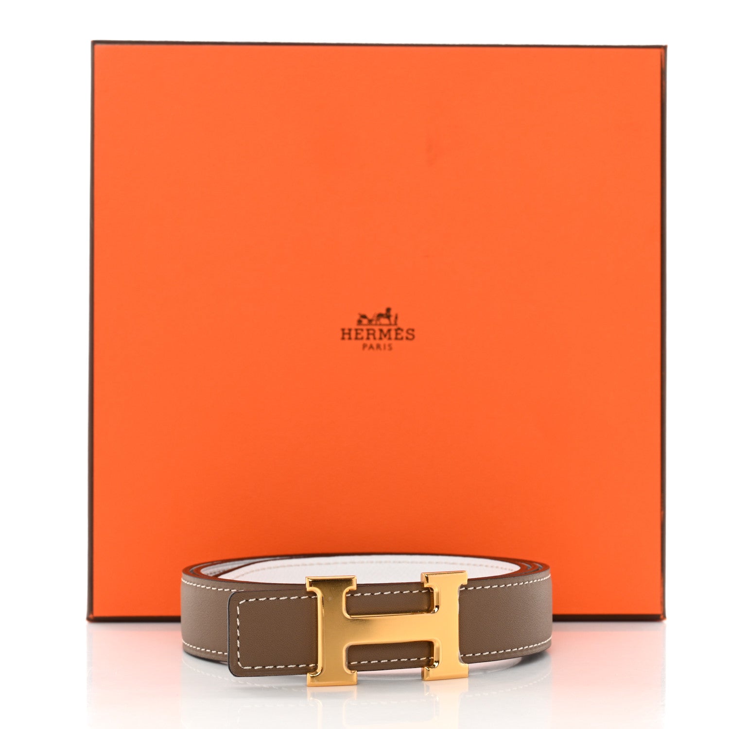 Hermes Swift Epsom 24mm Mini H Belt 80 32 Etoupe White 7 of 7