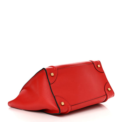 Celine Drummed Calfskin Mini Luggage Coquelicot 4 of 10