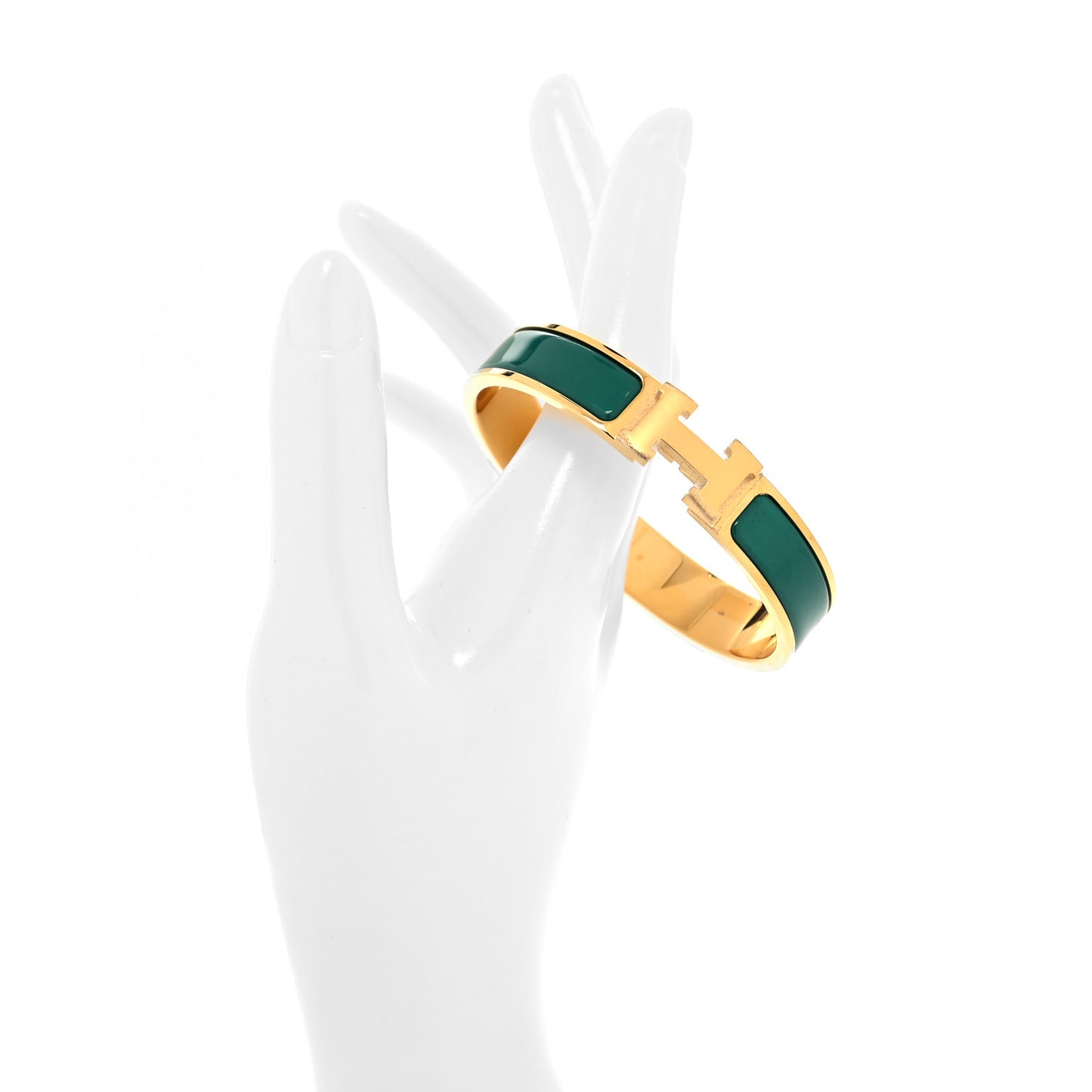 Enamel Narrow Clic Clac H Bracelet PM Malachite