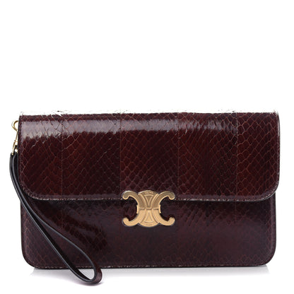 Celine Snakeskin Triomphe Clutch Brown 1 of 9