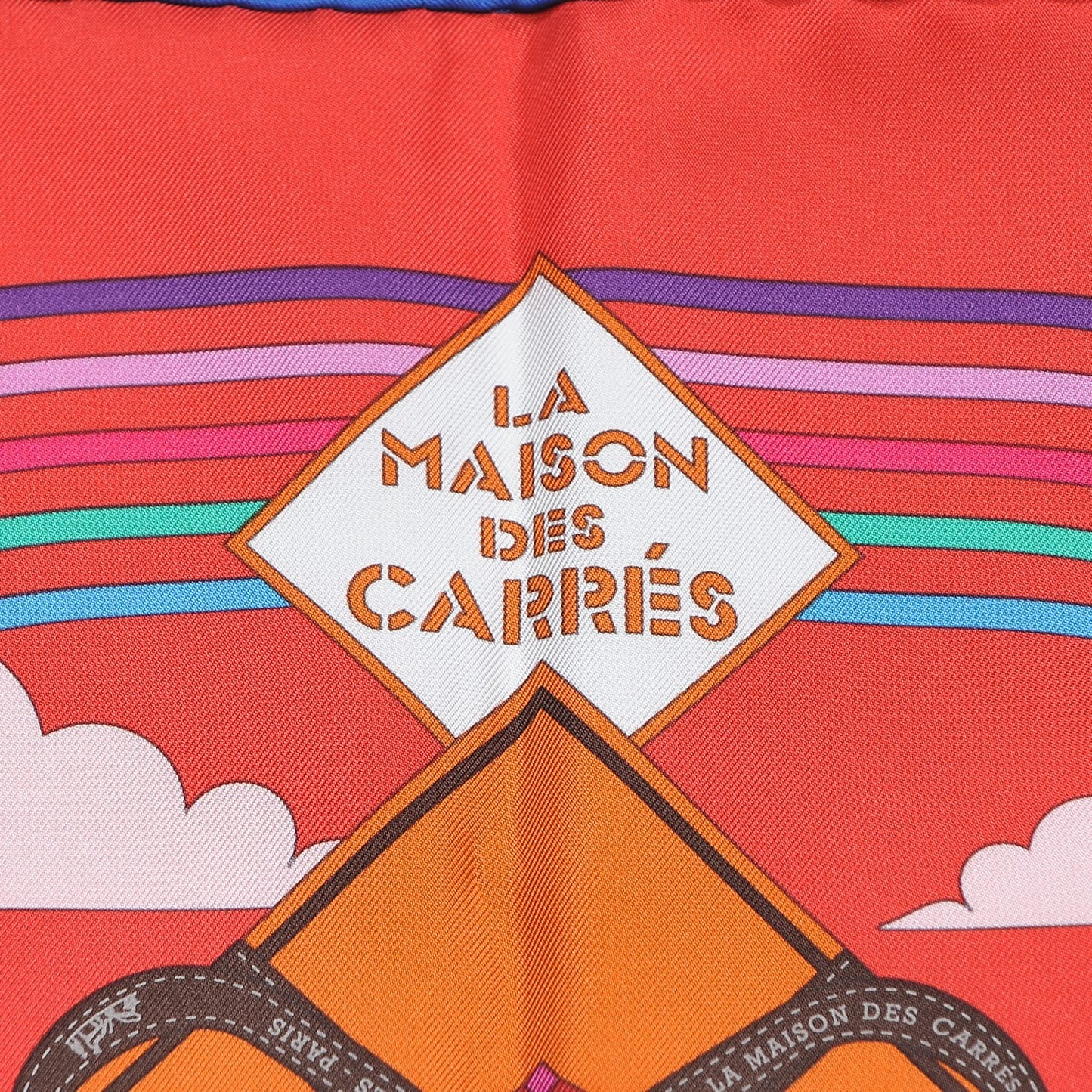 Silk La Maizeon des Carres Scarf 90 Rouge Blanc Vert