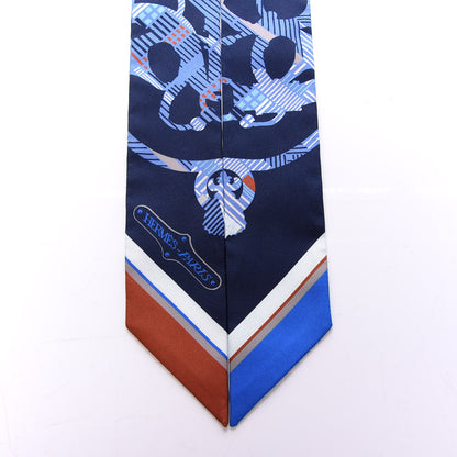 Hermes Silk Cavalcadour Morning Twilly Marine Tabac Blue Jean 2 of 4