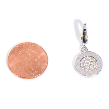 Bulgari BVLGARI 18k White Gold Disc Charm Pendant W Pave Diamonds 2 of 4