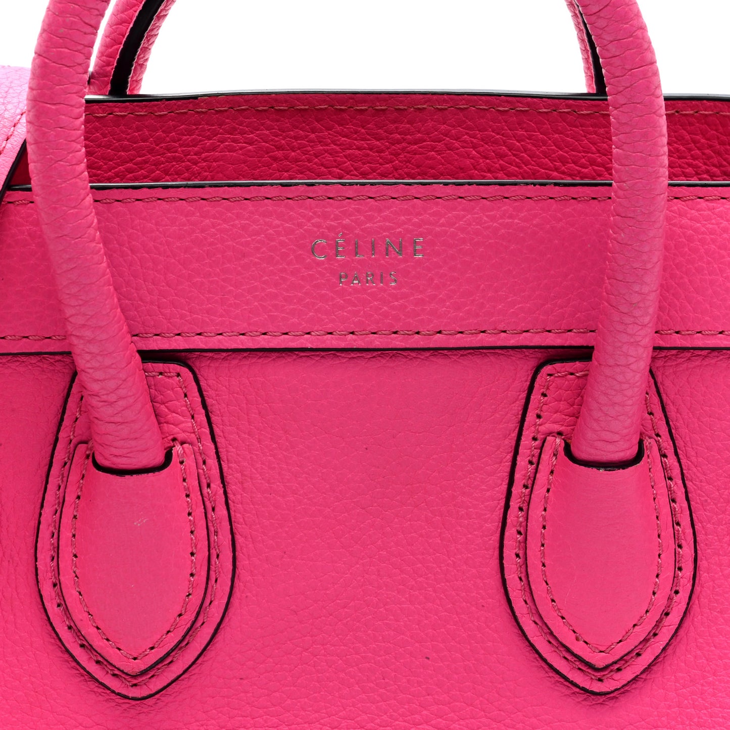 Drummed Calfskin Nano Luggage Fuchsia
