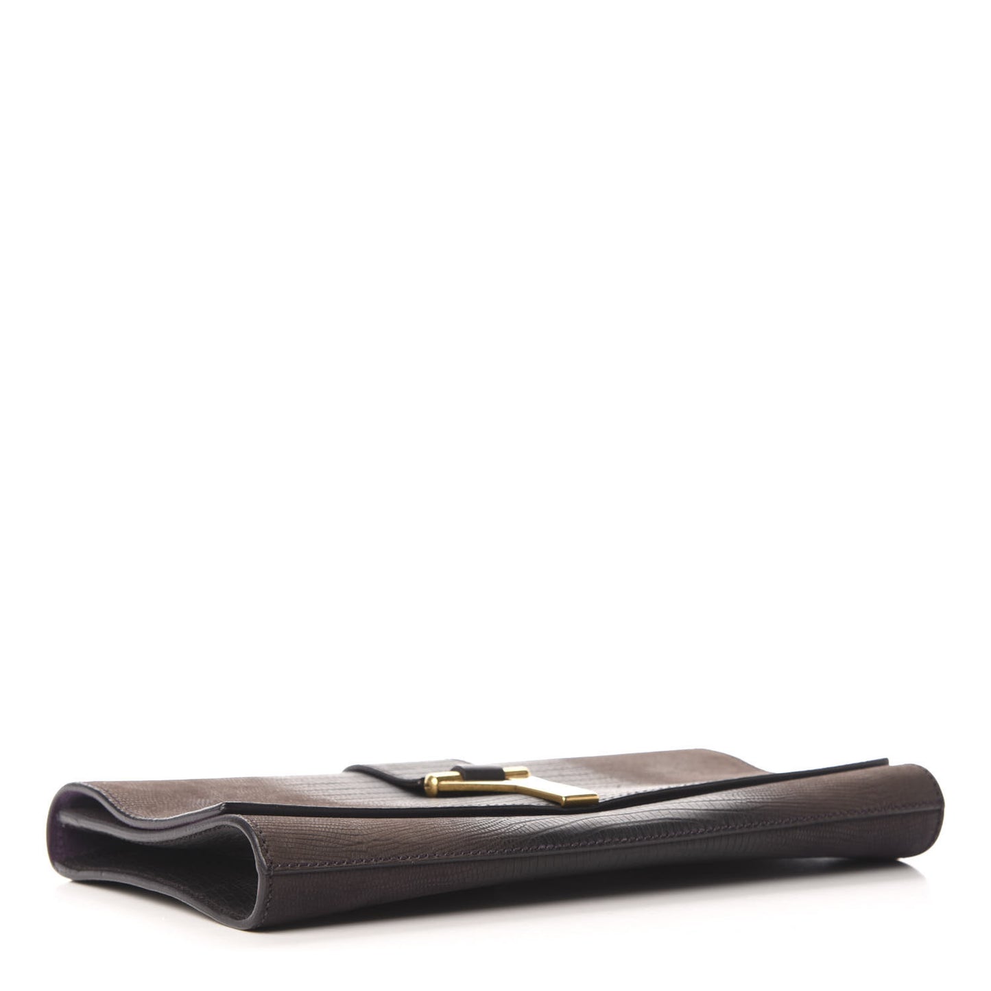Calfskin Lizard Embossed Classic Y Clutch Brown