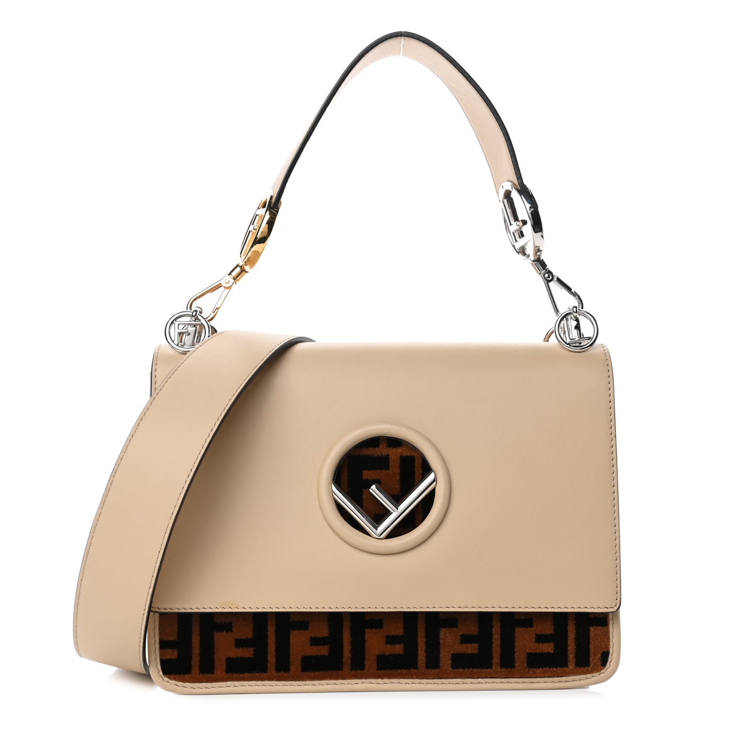 Vitello Century Velvet F is Fendi FF Kan I Shoulder Bag Tobacco Amido