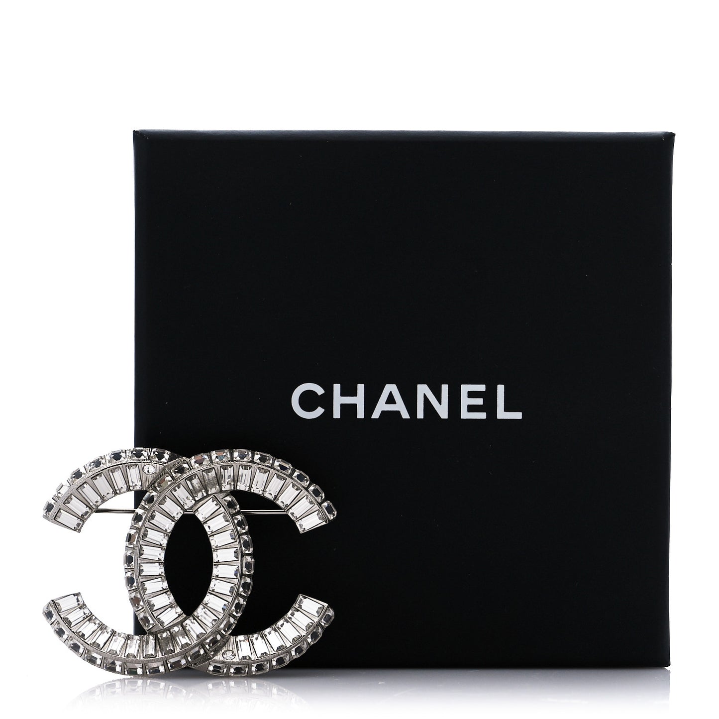 Baguette Crystal CC Brooch Silver