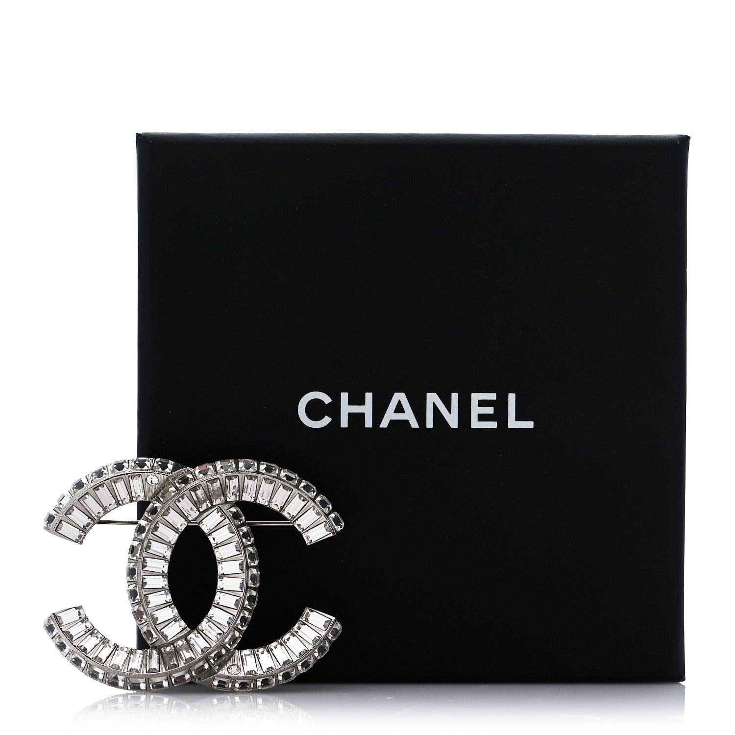 Chanel Baguette Crystal CC Brooch Silver 6 of 6