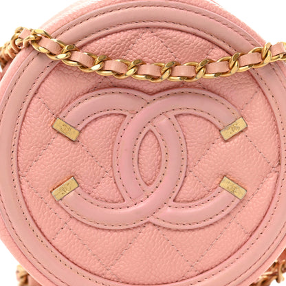Chanel Caviar Quilted Round Filigree Crossbody Pink 8 of 11