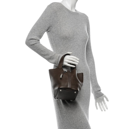 Hermes Taurillon Clemence Picotin Lock 18 PM Chocolate 2 of 7