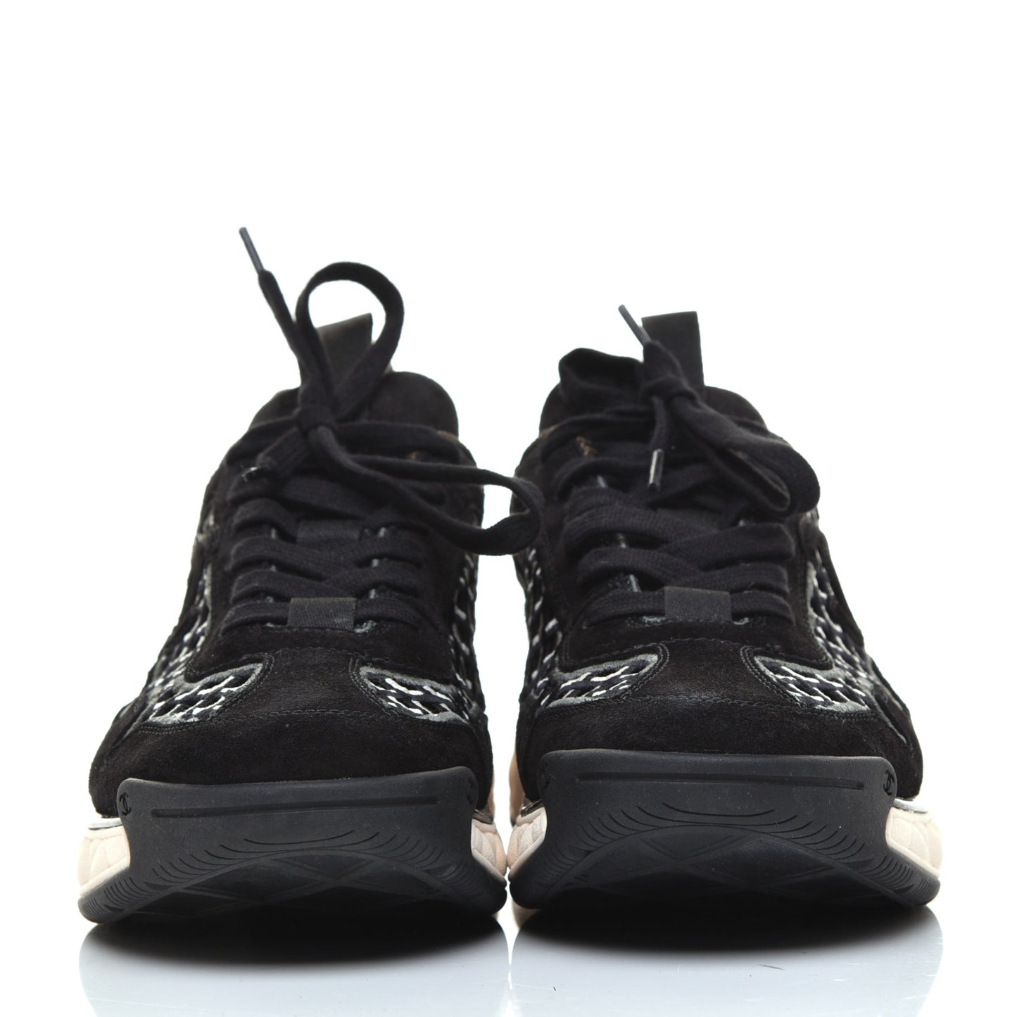 Suede Calfskin Embroidered CC Sneakers 41 Black