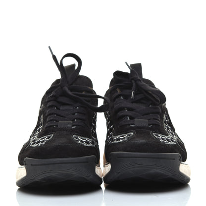 Chanel Suede Calfskin Embroidered CC Sneakers 41 Black 2 of 9