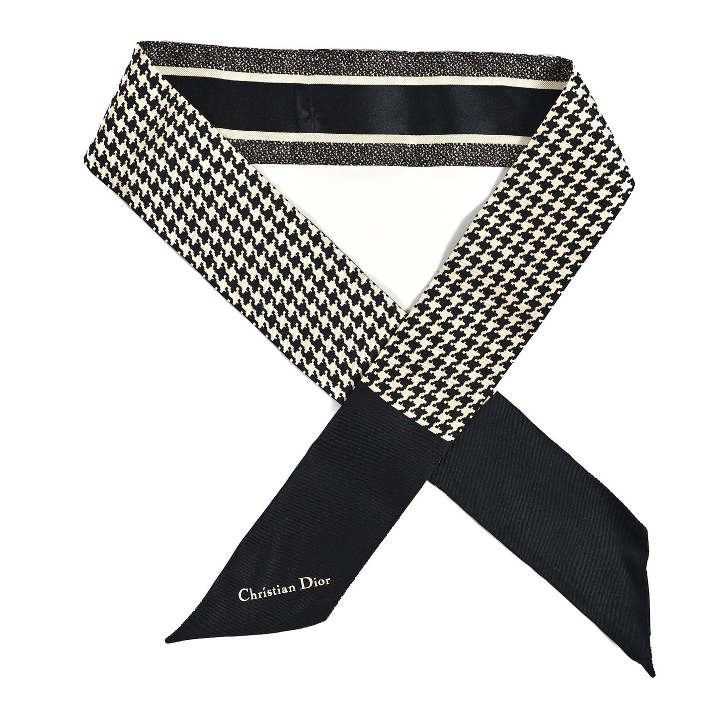 Silk Houndstooth Mitzah Scarf Black White