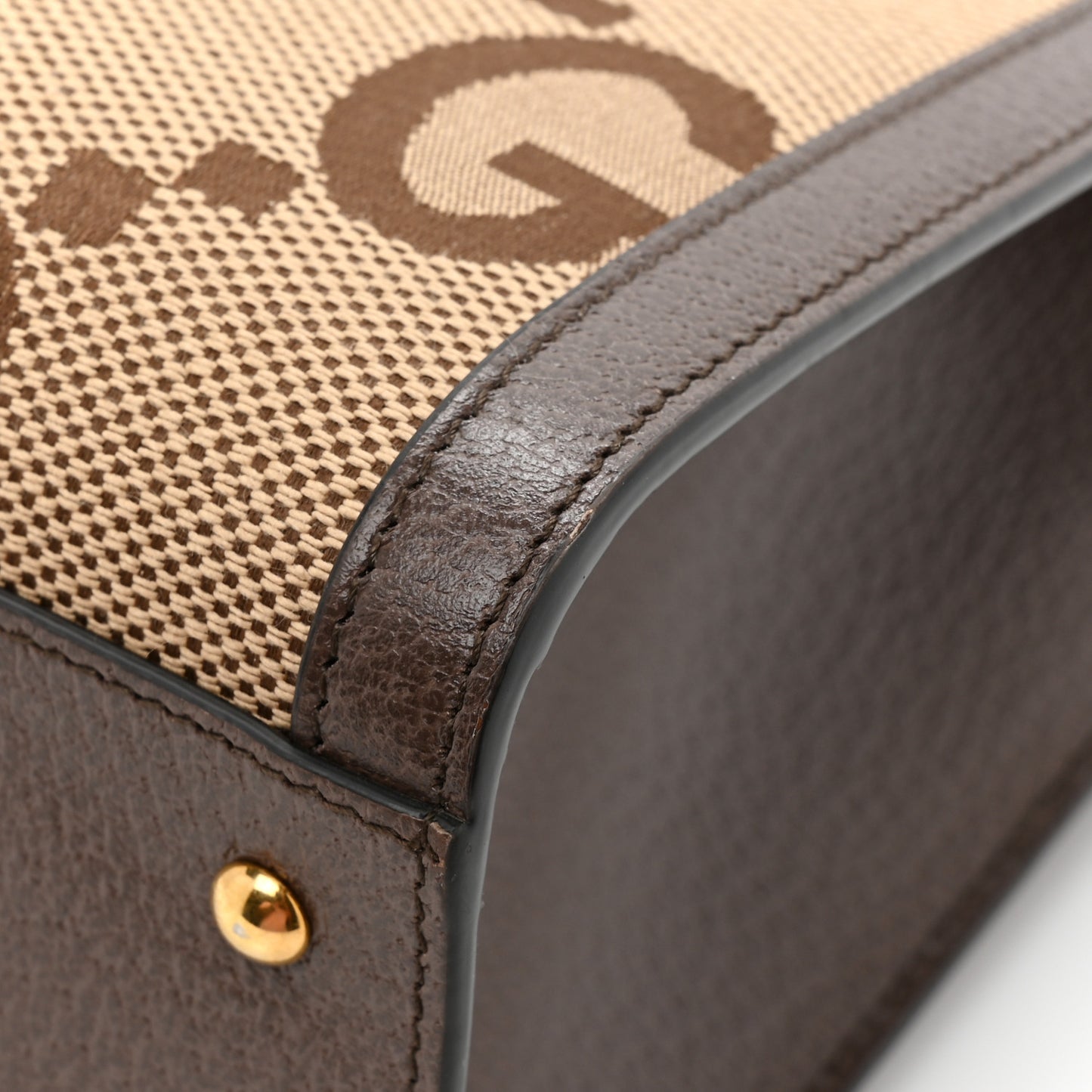 Monogram Jumbo GG Textured Dollar Calfskin Small Diana Tote Bag Camel Ebony New Acero