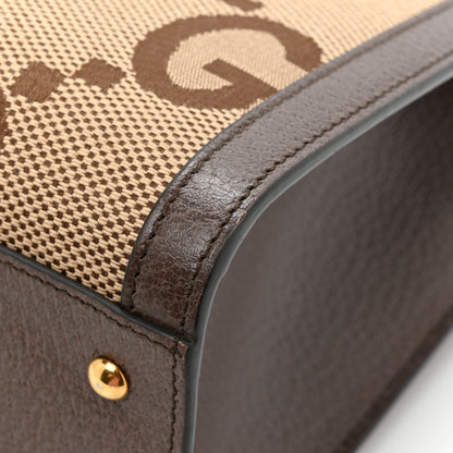 Gucci Monogram Jumbo GG Textured Dollar Calfskin Small Diana Tote Bag Camel Ebony New Acero 11 of 12