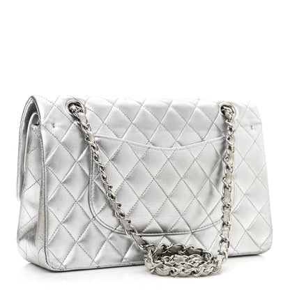 Chanel Metallic Lambskin Quilted Medium Double Flap Silver 3 of 16