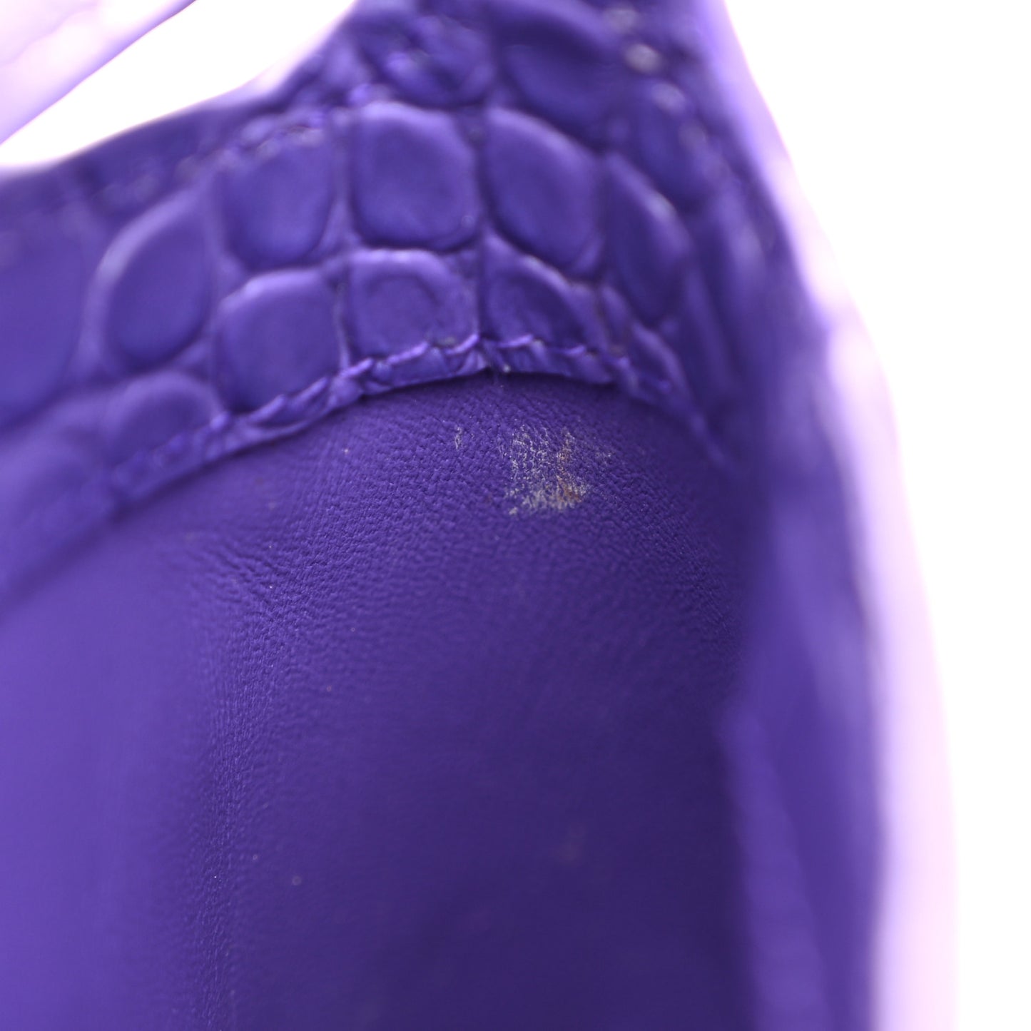 Shiny Super Supple Calfskin Crocodile Embossed Small XX Flap Stretch Bag Purple