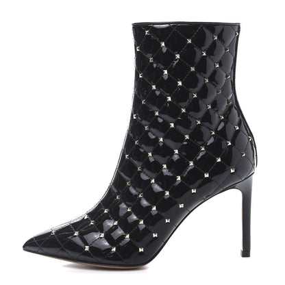 Valentino Garavani Patent Rockstud Spike Court Ankle Booties 35.5 Black 1 of 8