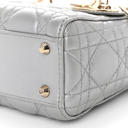 Christian Dior Metallic Lambskin Cannage Mini Lady Dior Grey 9 of 9