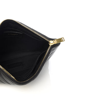 Saint Laurent Calfskin Matelasse Chevron Monogram A5 Wristlet Black 5 of 8